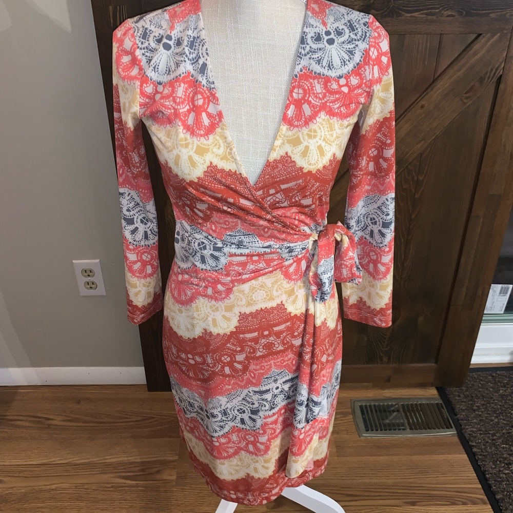 Bcbg Maxazria Bright Colorful Wrap Dress